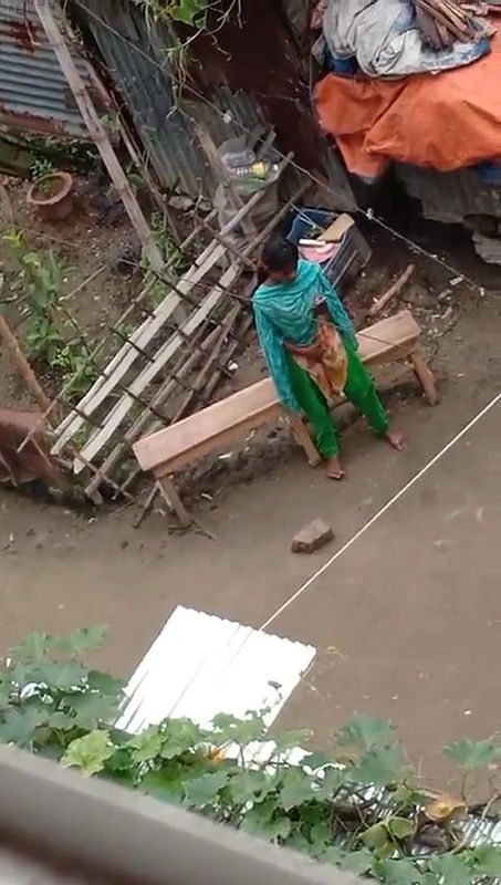 Cute Young Girl Fingaring Public Place Watching Video