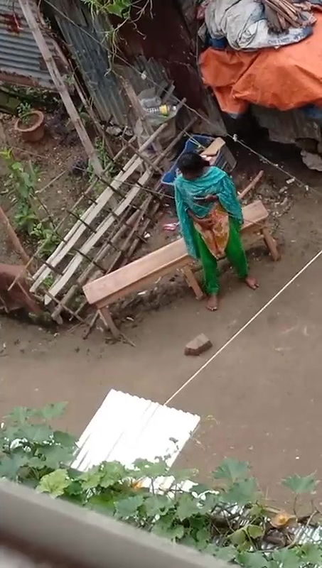 Cute Young Girl Fingaring Public Place Watching Video