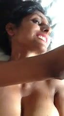 Cute girl taking cumshot on body