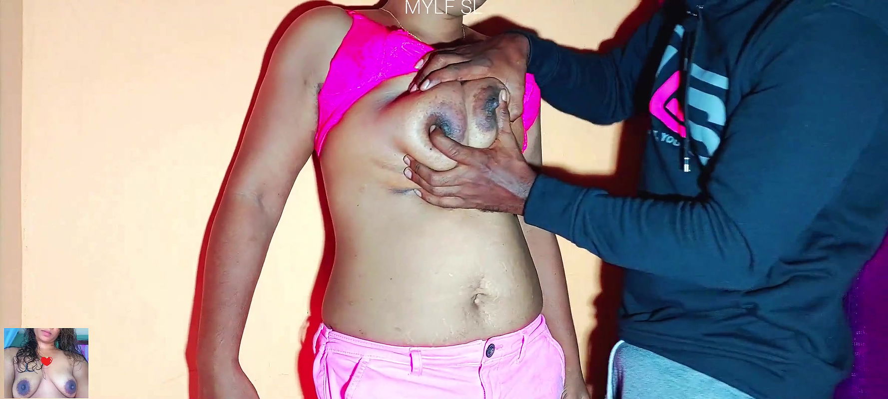 Boyfriend Playing and Sucking My Big Natural Tits Hard.