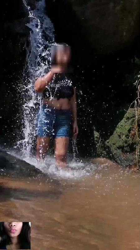 Public Outdoor Shower and Big natural boobs showing.