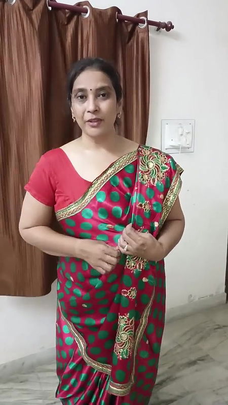 sathin silk saree  draping vide.