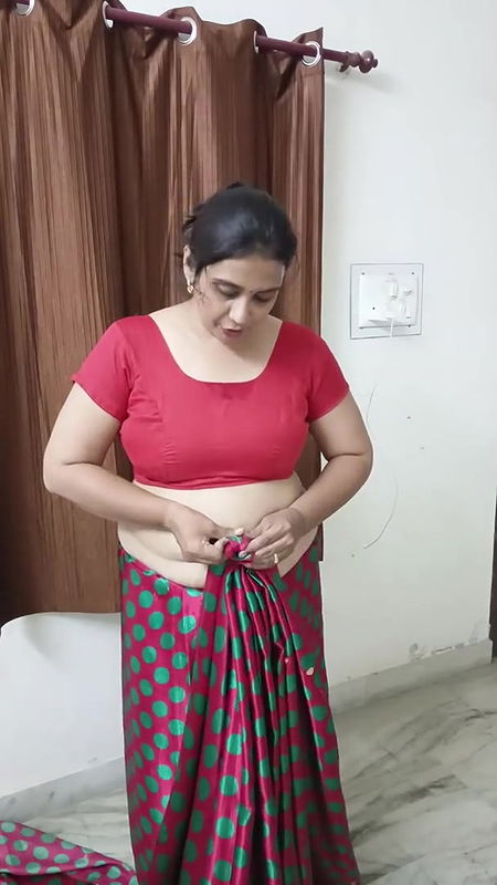 sathin silk saree  draping vide.