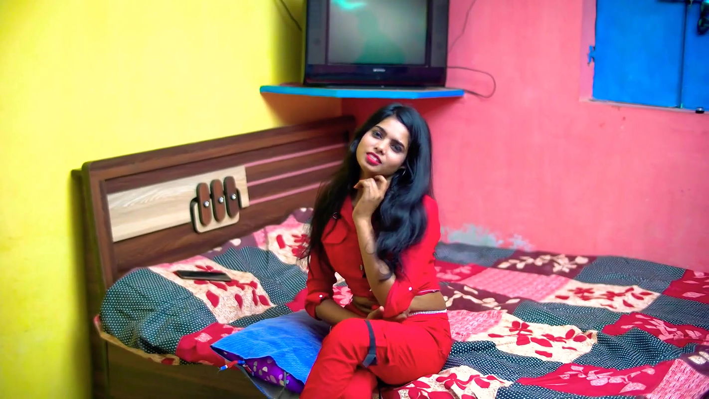 Shy innocent girl smooched and navel show