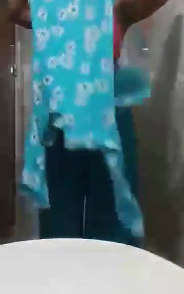 Desi Girl Striping Salwar Suit In Bathroom