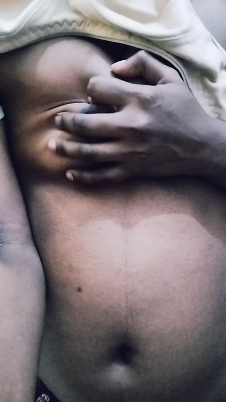 Hiding in her house, she showed her boobs to her boyfriend in a video call prt3.