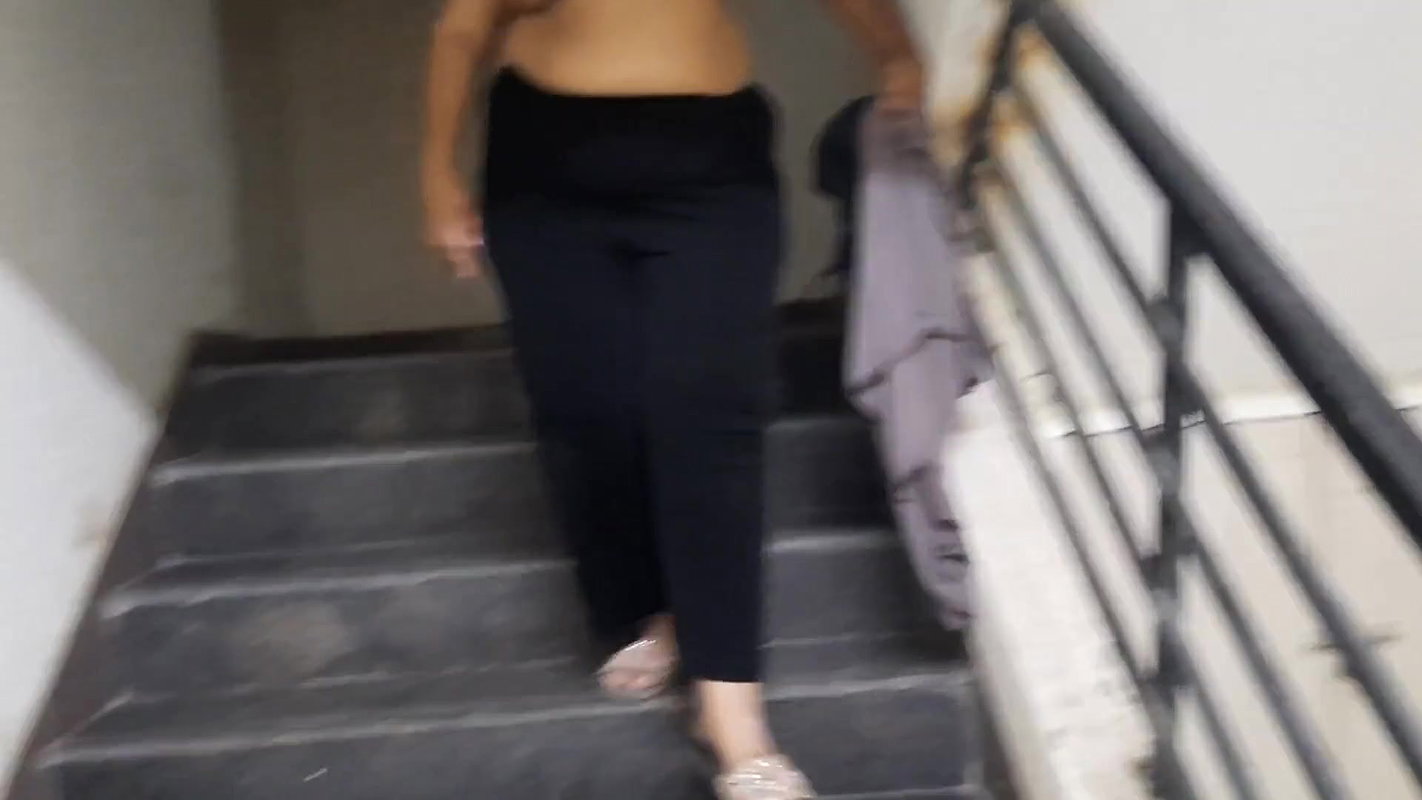 Indian dare – naked on building’s steps.