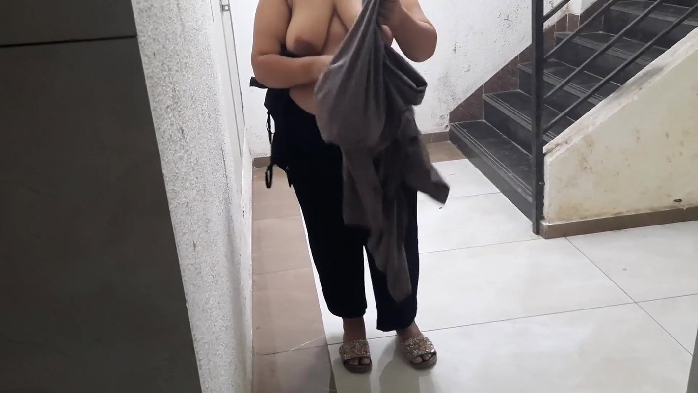 Indian dare – naked on building’s steps.