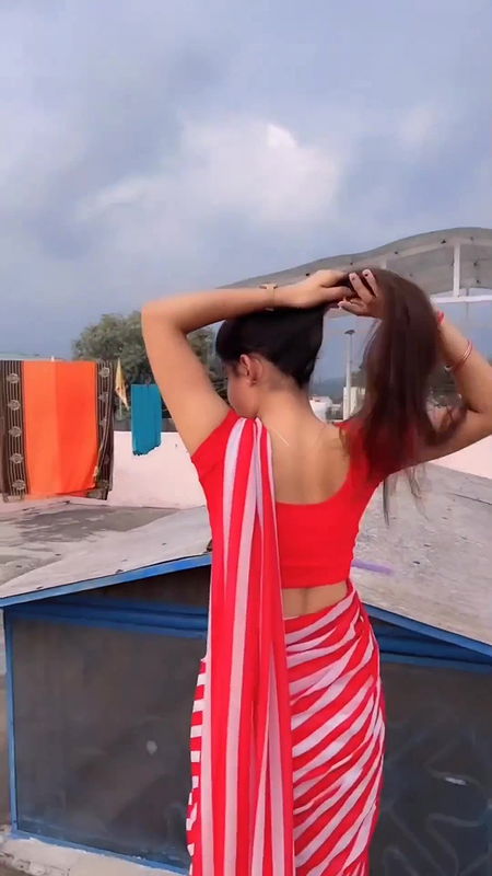 Sanchita Basuu (Insta Fame) beautiful hot in red saree and blouse