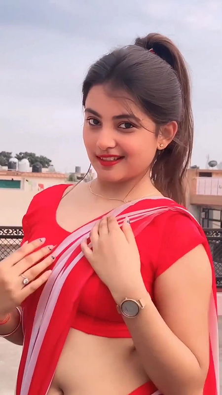 Sanchita Basuu (Insta Fame) beautiful hot in red saree and blouse