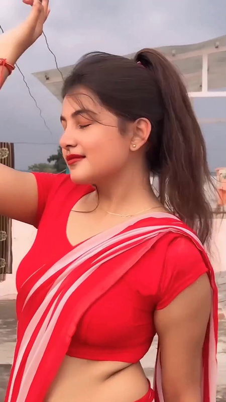 Sanchita Basuu (Insta Fame) beautiful hot in red saree and blouse