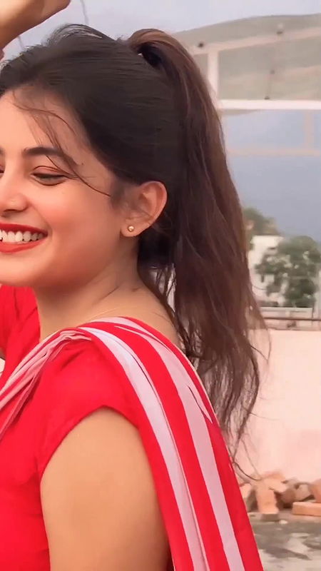 Sanchita Basuu (Insta Fame) beautiful hot in red saree and blouse