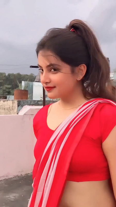 Sanchita Basuu (Insta Fame) beautiful hot in red saree and blouse
