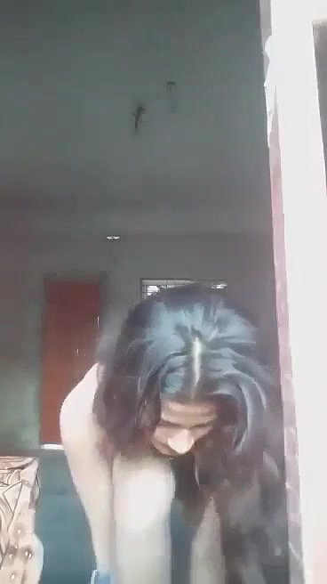 Cute Babe Stripping & Showing Naked Boobs and Shaved Pussy to Lover