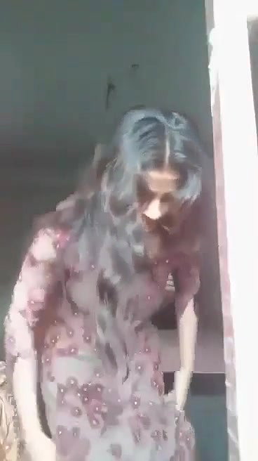 Cute Babe Stripping & Showing Naked Boobs and Shaved Pussy to Lover