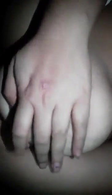 Wild cat is playing with her boobs…