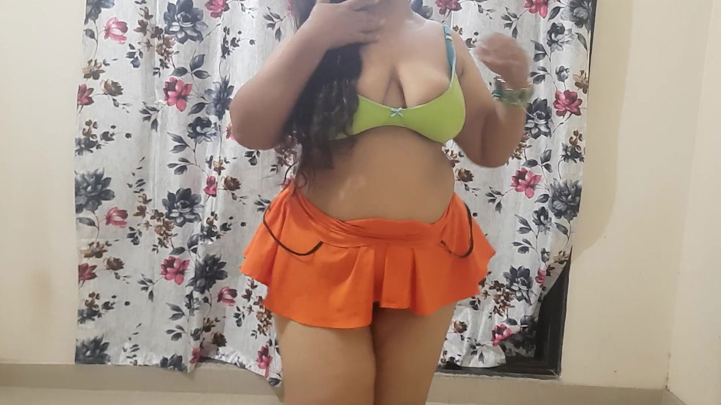 horny desi Indian girl.. spanking her big ass in her private bedroom part 2.