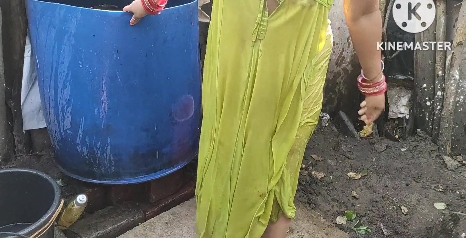 Anita yadav bathing outside with dance. T
