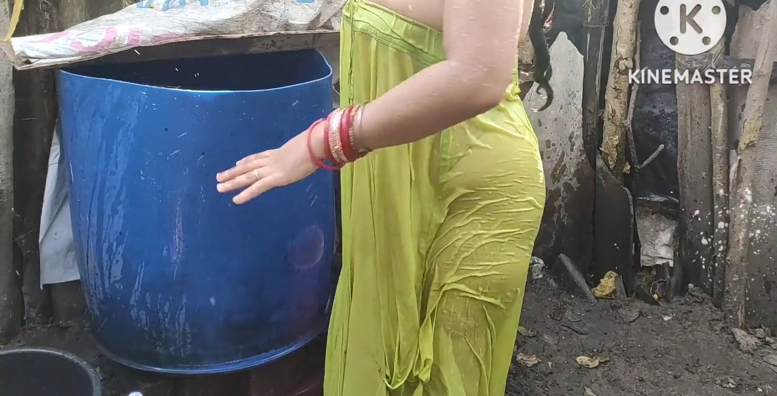 Anita yadav bathing outside with dance. T