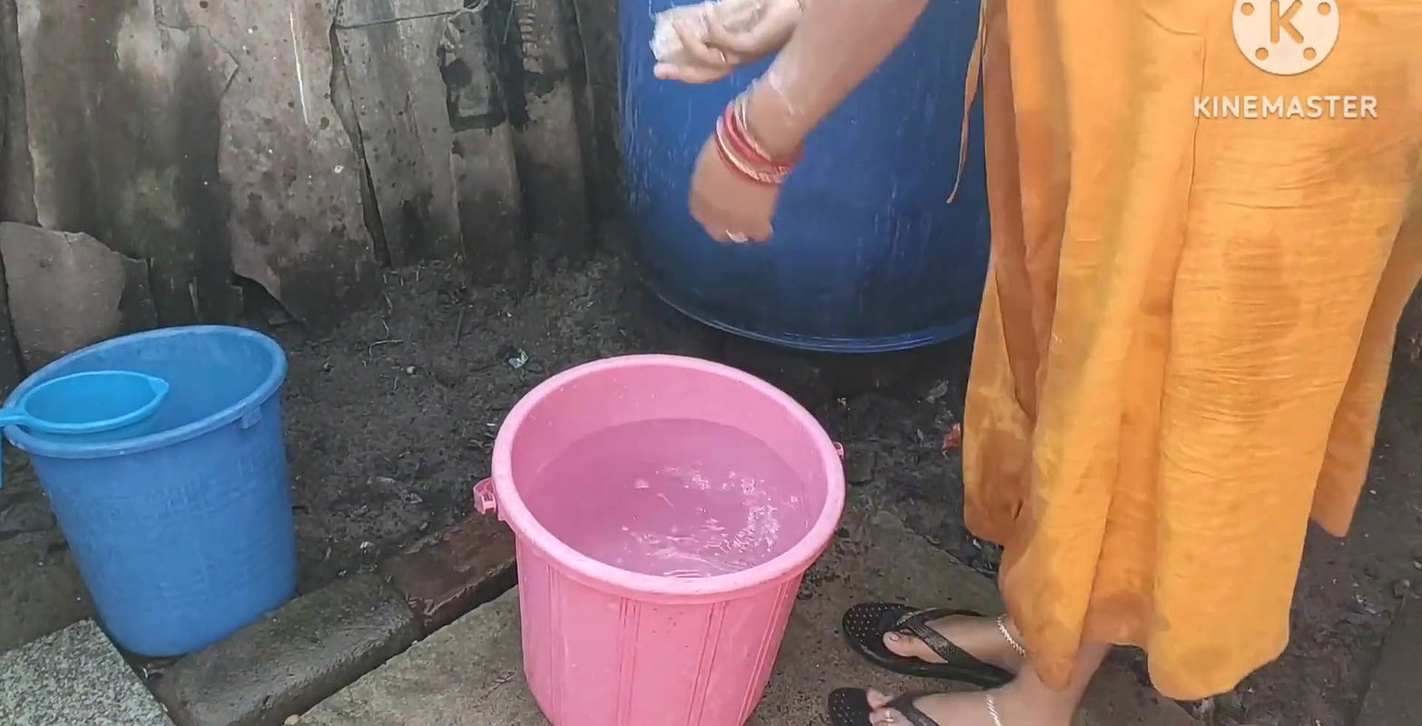 Anita yadav bathing outside with hot ass.