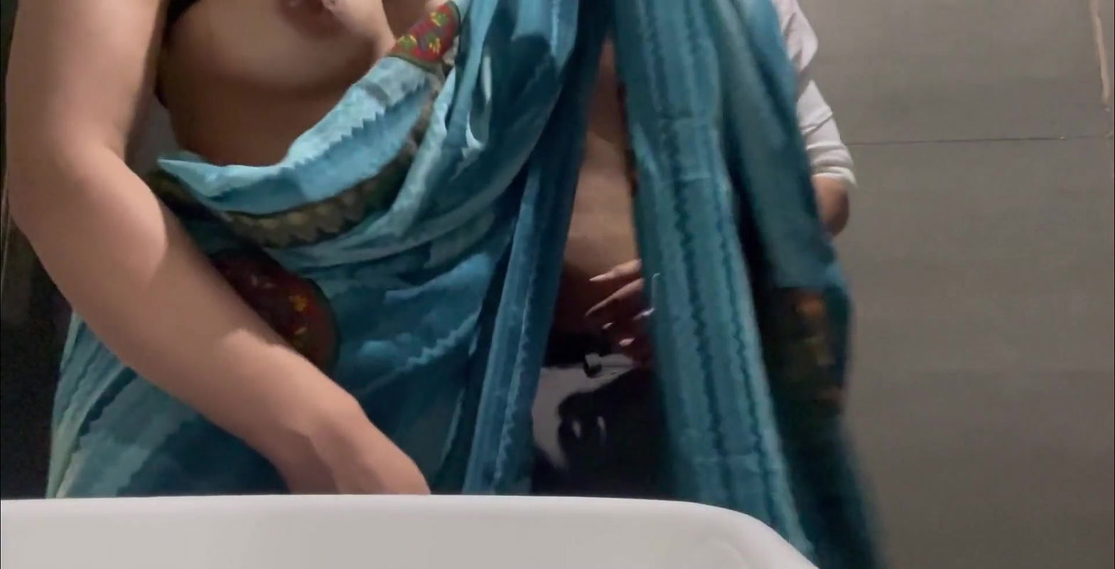 Hot Secretary Celebrates New Year Eve with the boss. And boss fucks her in the washroom and fucks her hard.