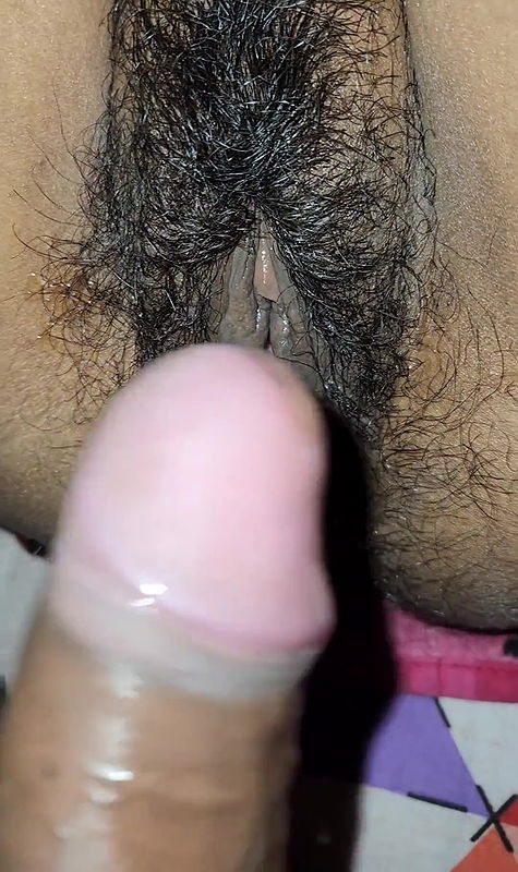 Indian Bhabhi hairy wet pussy cream coming out while slowly fucking.