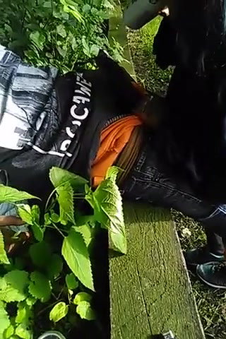 Sexy desi babe sucking huge cock in park while friend records