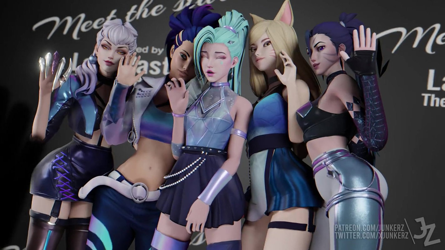 Ahri Akali Evelynn Kaisa and Seraphine Junkerz League of Legends Animated Hentai 3D CGI Video