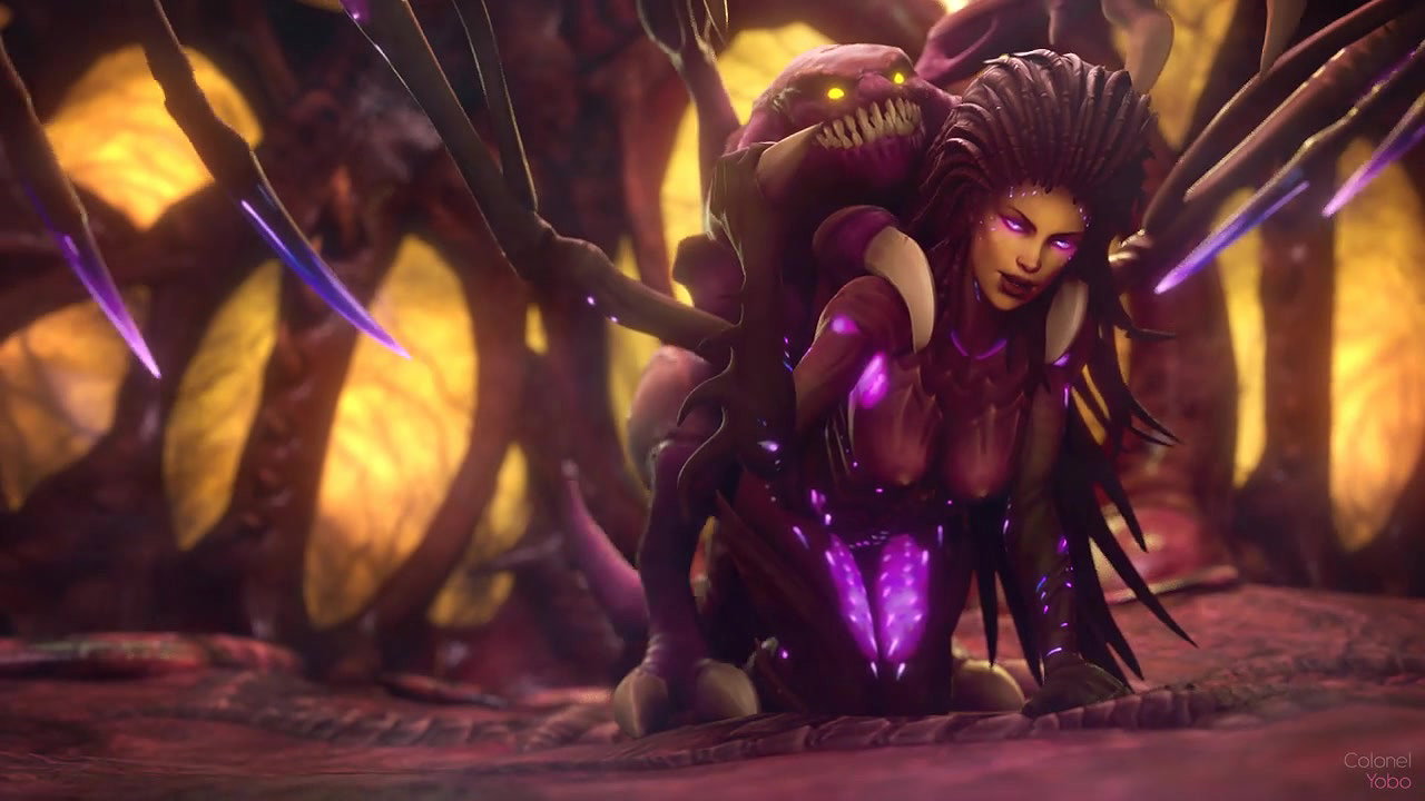Sarah Kerrigan And A Zergling Colonel Yobo Starcraft Animated Hentai 3 D CGI Video