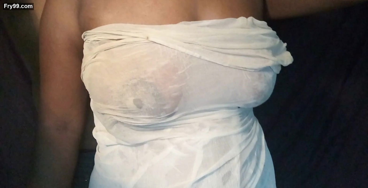 Boob showing with transparent dress