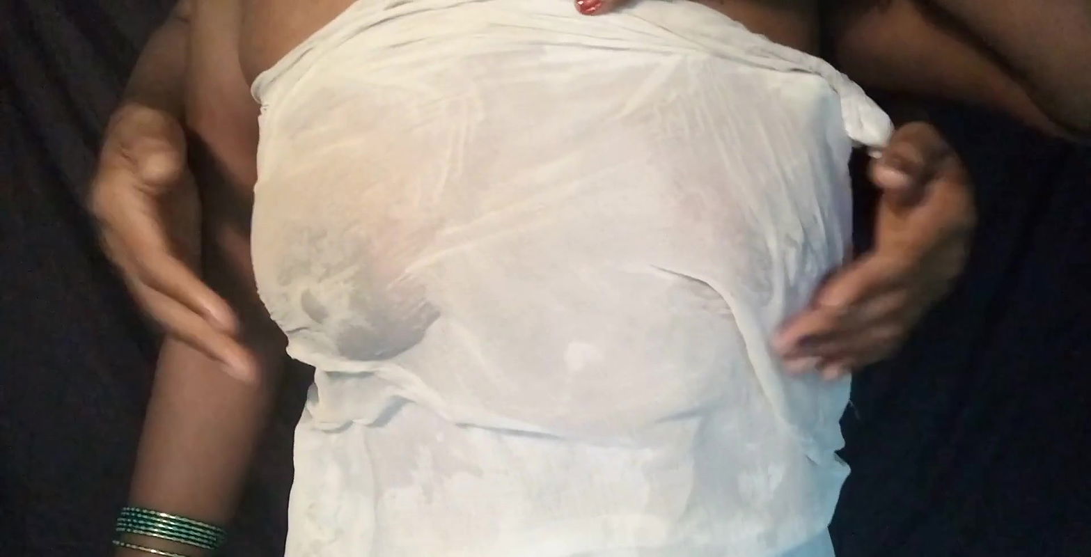 Boob showing with transparent dress