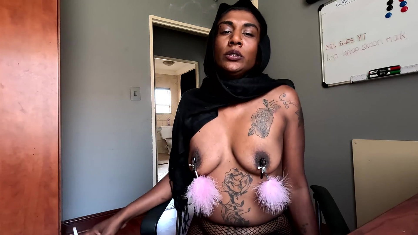 Desi in Hijab Smoking While Wearing Nipple Clamps