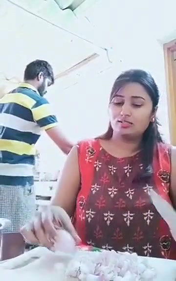 Swathi naidu enjoying while cooking with her boyfriend