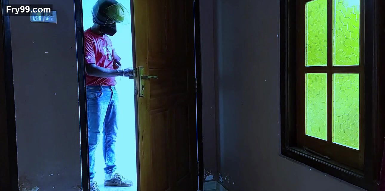 18 week pregnant milf Prank without bra with a delivery guy