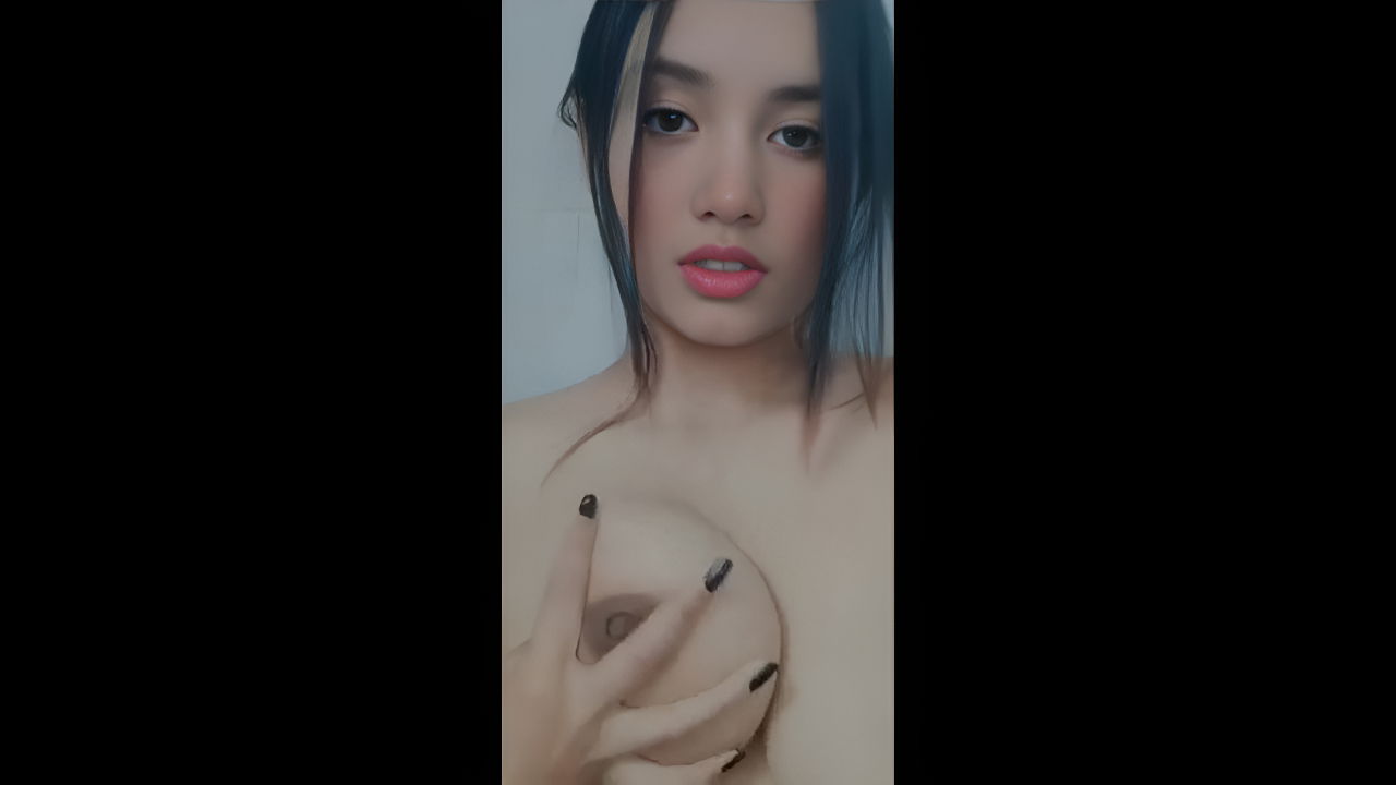 Extremely cute so adorable girlfriend showing her big tits and playing with them P1